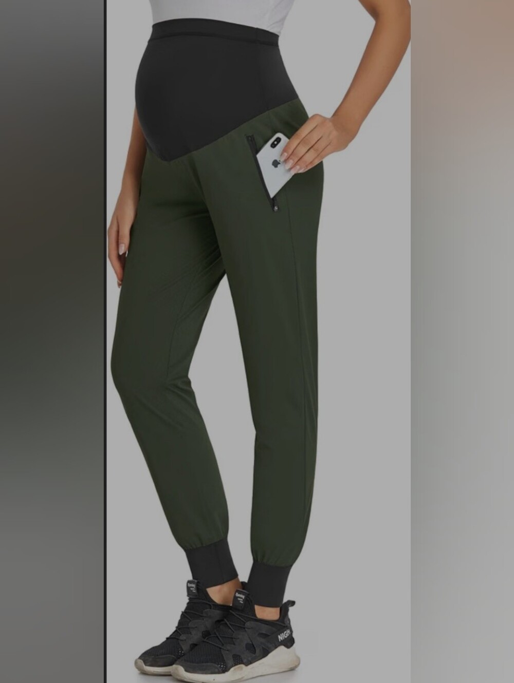 Maternity Olive Green and Black Jogger Pants